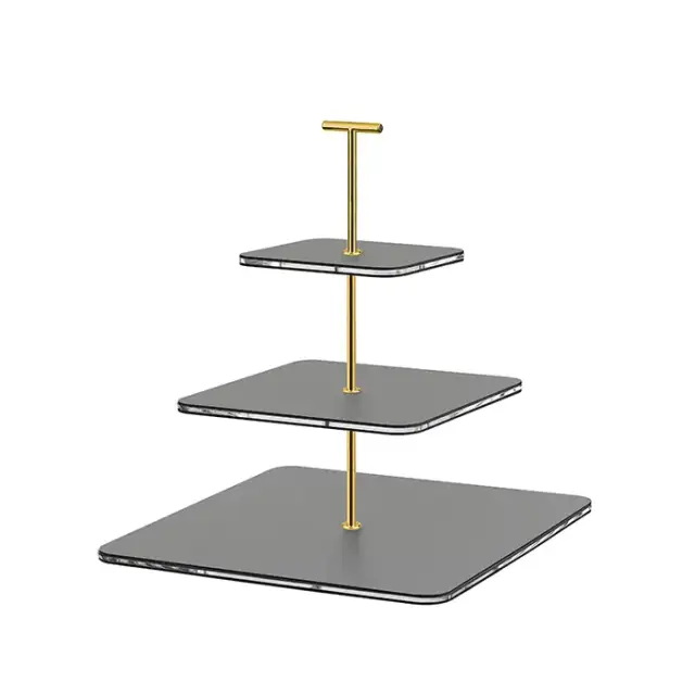 ADJ Сервировочная стойка 30x30xH35см., ручка &quot;Т&quot;, цвет: серый/фурнитура золото
