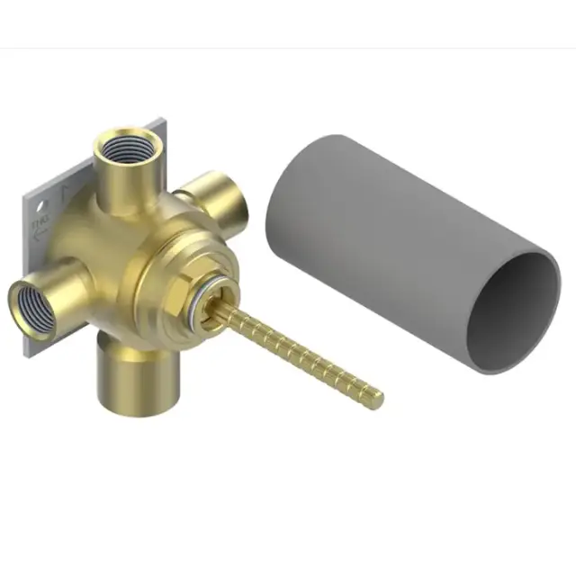 THG Wall mounted 4-way diverter with ceramic cartridge for concealed installation- 1 inlet 3/4&quot; and 3 outlets 1/2&quot; with stop position, without trim