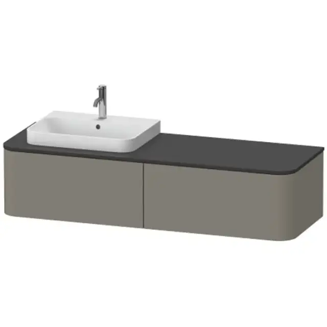 Duravit Happy D.2 Plus Тумба подвесная 160x55х35.4см, с раковиной и 2 ящиками, SX, цвет: stone grey satin matt