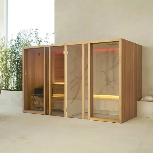 Effegibi Yoku Spa Shelf Сауна&Хаммам 444x170х217см, в нишу, цвет: чёрный орех/Fior di Bosco Tortora