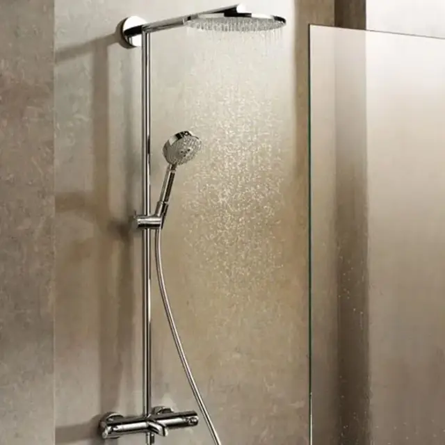 Hansgrohe Raindance Select S, Душевая система 240 Showerpipe для ванны, поворотный держатель 450 мм, цвет: Хром