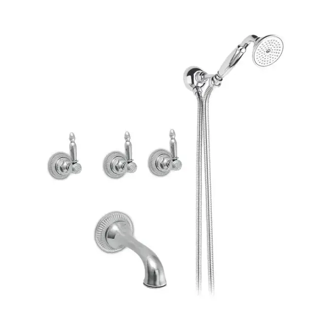 Nicolazzi Impero Смеситель для ванны с изливом из стены на 4 отверстия, встраиваемый, излив: 180 мм, цвет: хром