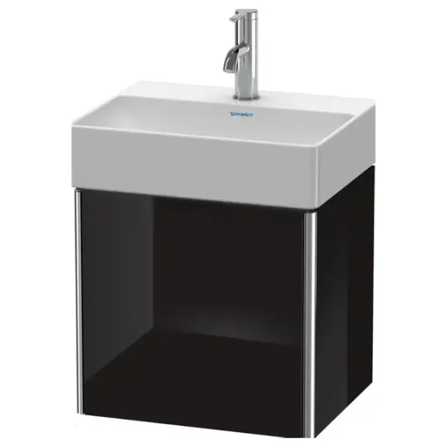 Duravit XSquare Тумба подвесная 43.4х34х39.7см, с раковиной, 1 дверца левая,  цвет: черный глянцевый