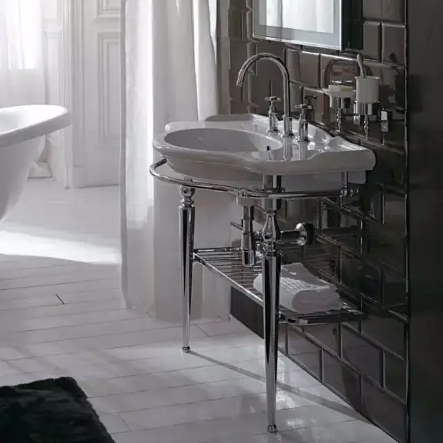 Globo Paestum Консоль 110х60см, с раковиной с 1 отв. под смеситель, консоль, напольная, цвет: хром/раковина белая