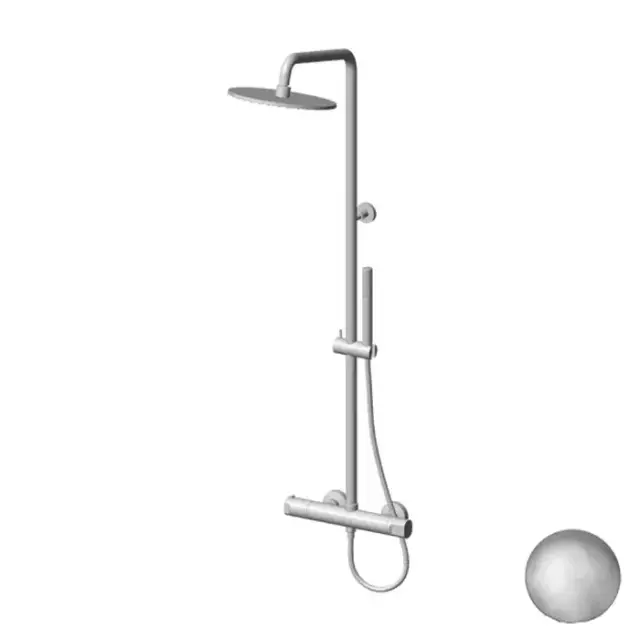 Gattoni Комплект для душа: термостатический смеситель, душевая стойка, душевая лейка 250мм, ручной душ, цвет: Nickel Spazzolato
