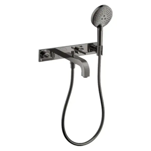 Axor Citterio Смеситель для ванны, встраиваемый, с ручным душем, ручка: рычаг, панель, цвет: полированный черный хром