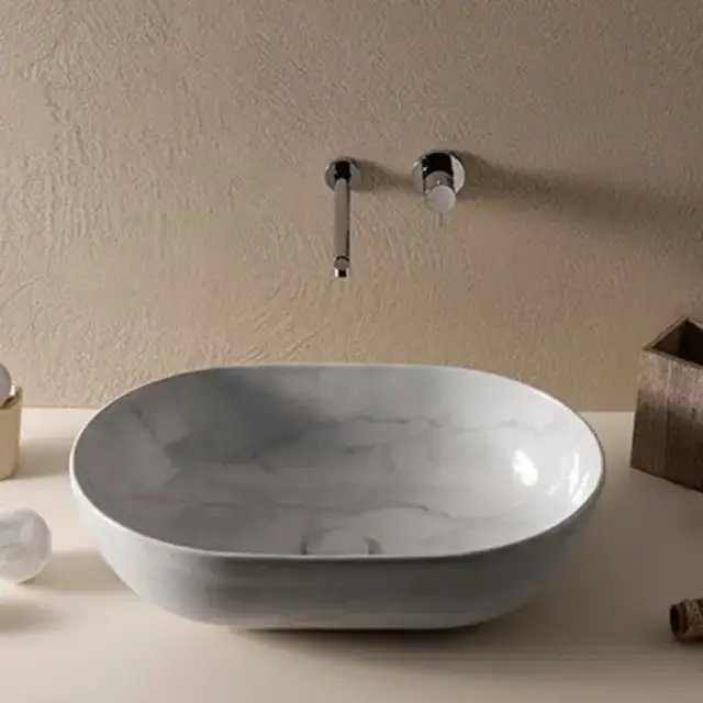 Globo T-Edge Раковина-чаша 60х41 см, без отв., на столешницу, цвет: Marmo di carrara