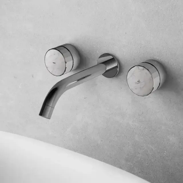 Fima Carlo Frattini Texture Collection F5601L/5HCR Смеситель для раковины на 3 отв., настенный, излив 200 мм, донный клапан click-clack, ручки &quot;H&quot;, БЕЗ накладок, внутр. часть (F2230) в комплекте, цвет: хром