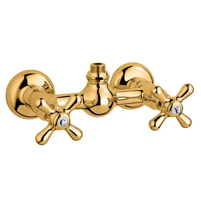 Nicolazzi Nuova Brenta Смеситель для душа с 2мя ручками, вывод сверху 1/2&quot;, без душевой лейки, цвет: Gold Brass