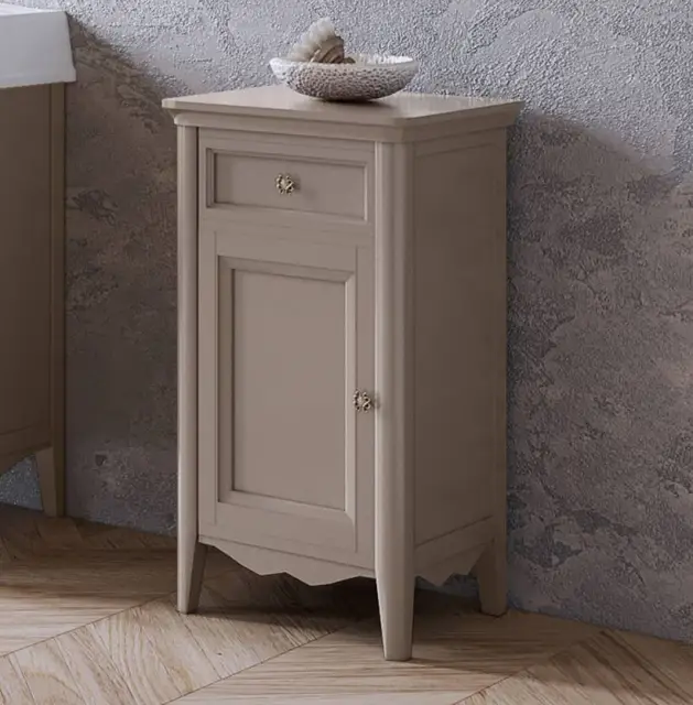 TW Veronica, Тумба 50.2/45x40/37.4 x h86.7см, 1 распашная дверка 1 выдвижной ящик, доводчики Blum (петли слева-SX), напольная, цвет: Tortora, ручки: Riflesso