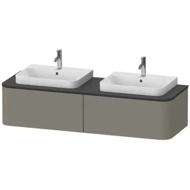 Duravit Happy D.2 Plus Тумба подвесная 160x55х35.4см, с 2 раковинами и 2 ящиками, цвет: stone grey satin matt
