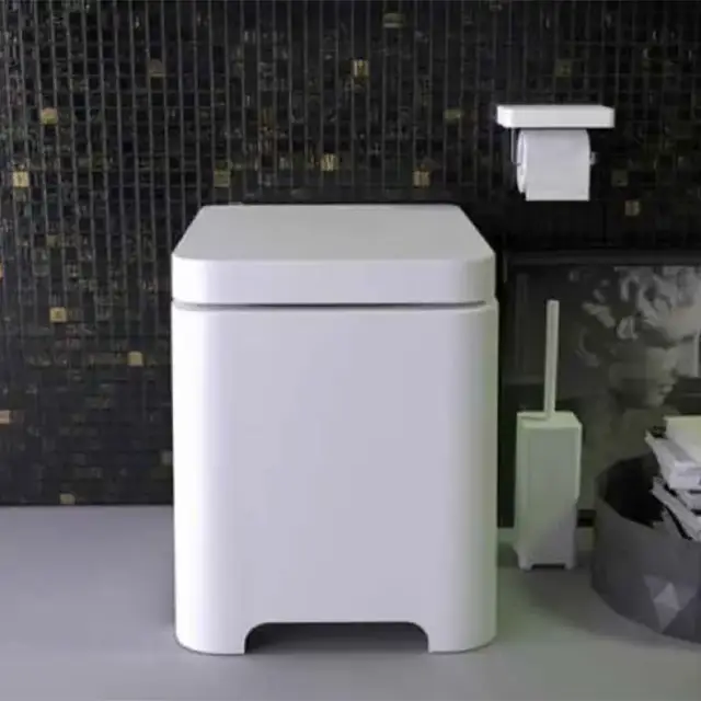 KNIEF Feel Унитаз напольный безободковый 58х39х42 см, с крышкой микролифт , цвет: белый матовый