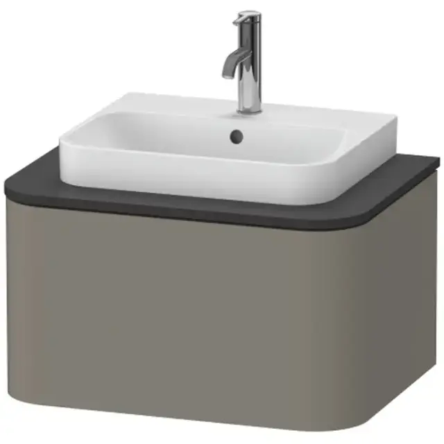 Duravit Happy D.2 Plus Тумба подвесная 65x55х35.4см, с раковиной и 1 ящиком, цвет: stone grey satin matt
