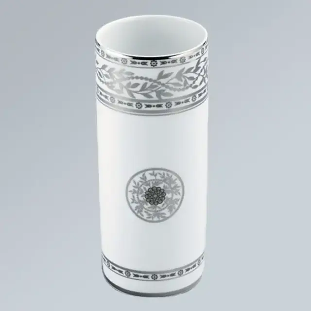 THG MARQUISE BLANC DECOR PLATINE Ваза керамическая, настольная, декор платина, цвет: белый