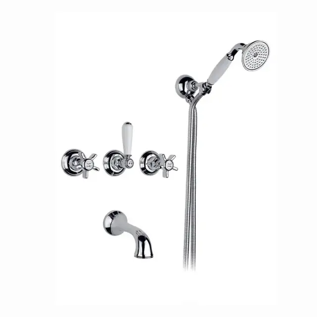 Nicolazzi Dames Anglaises Смеситель для ванны с 2мя ручками, встроенный, излив: 160мм, вкл. внутр часть + комплект руч. Душа, цвет: хром