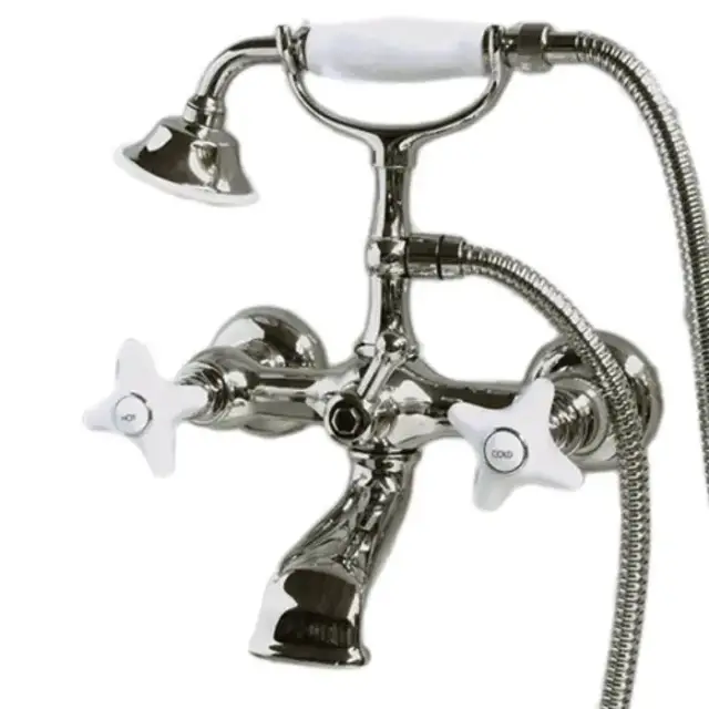 Devon&Devon White Rose Смеситель для ванны с душевым комплектом, цвет: никель