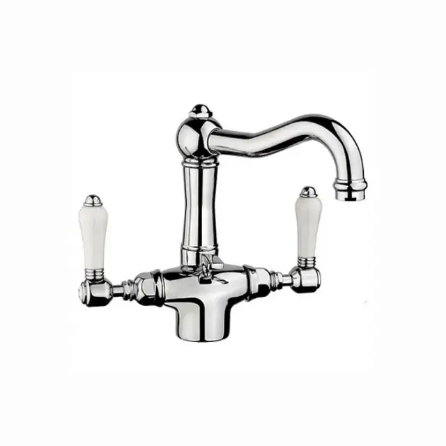 Nicolazzi P.M.Blanc Смеситель для раковины с 2мя ручками, на 1 отв., с донным клапаном, излив 165мм, цвет: хром