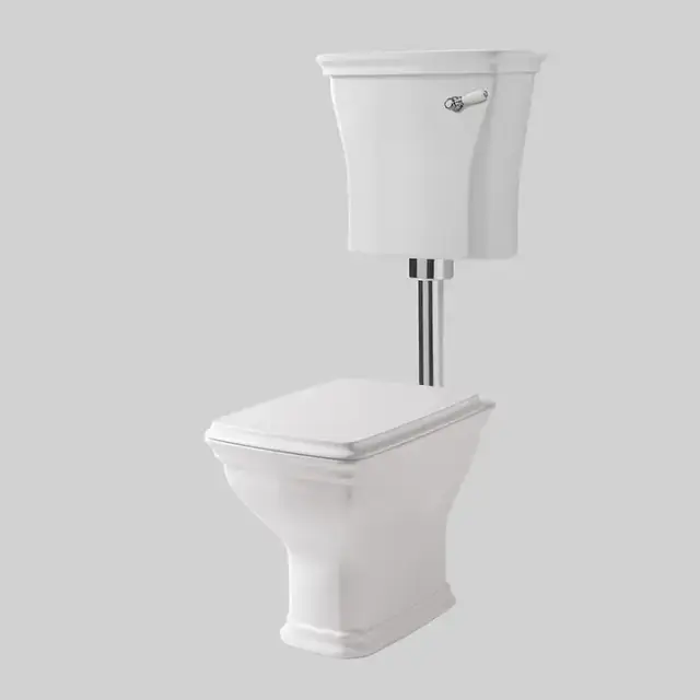 Artceram CIVITAS Унитаз 36х54см., со средним бачком и трубой хром, с механизмом с фронтальной ручкой, с сиденьем, микролифт, цвет: белый/хром