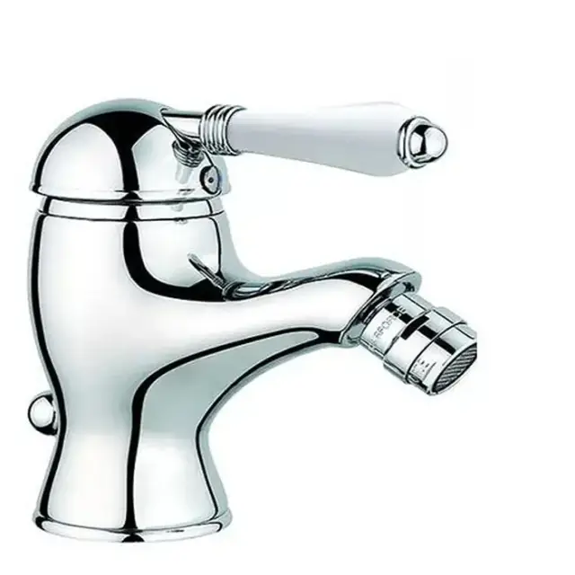 Nicolazzi P.m. Blanc Смеситель для биде, на 1 отв, с донным клапаном, излив: 107 мм, ручки белая керамика, цвет: хром