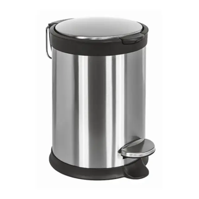 Colombo Complementi Ведро для мусора, 3л, с крышкой и педалью, цвет: сталь/чёрный