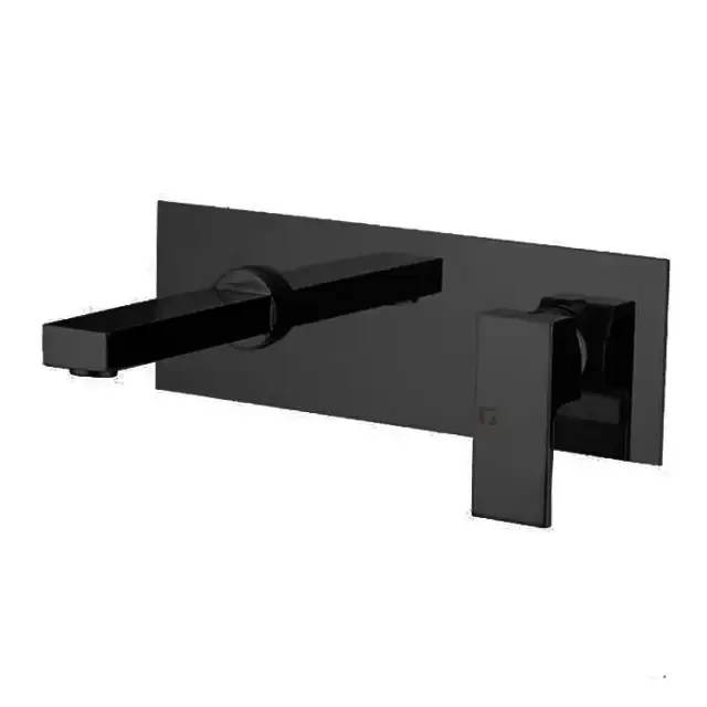 Gattoni Kubik Смеситель для раковины, встраиваемый, с коробкой, горизонтальный, излив 190мм, цвет: черный матовый