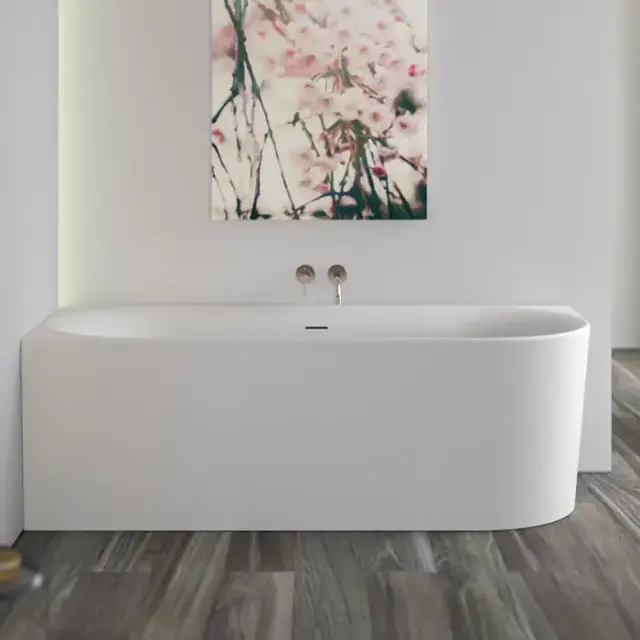 Knief Fresh Right Ванна пристенная, угол слева 180х80х60см., с щелевым переливом, без сл.-перелива, цвет: белый матовы