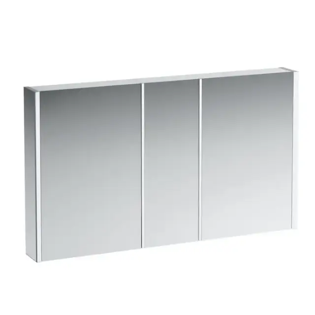 Laufen Frame Зеркальный шкаф 130x75см., LED-подсветка, алюминий, 3 двери, 2 розетки
