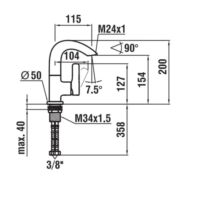 Axor Montreux Смеситель для раковины, встраиваемый, излив: 22.5см., ручка: рычаг, цвет: полированное красное золото