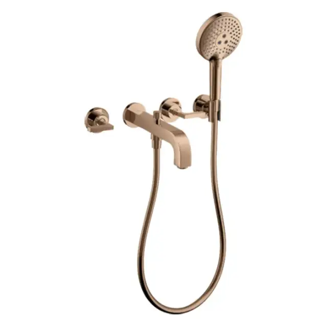 Axor Citterio Смеситель для ванны, встраиваемый, с ручным душем, ручка: рычаг, цвет: полированное красное золото