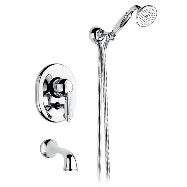 Nicolazzi Cristallo Liberty Смеситель для ванны однорычажный, встраиваемый, с изливом 160мм и ручным душем, цвет: хром