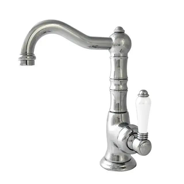 Nicolazzi P.m. Blanc Смеситель для раковины однорычажный, с донным клапаном, ручки белая керамика, цвет: хром