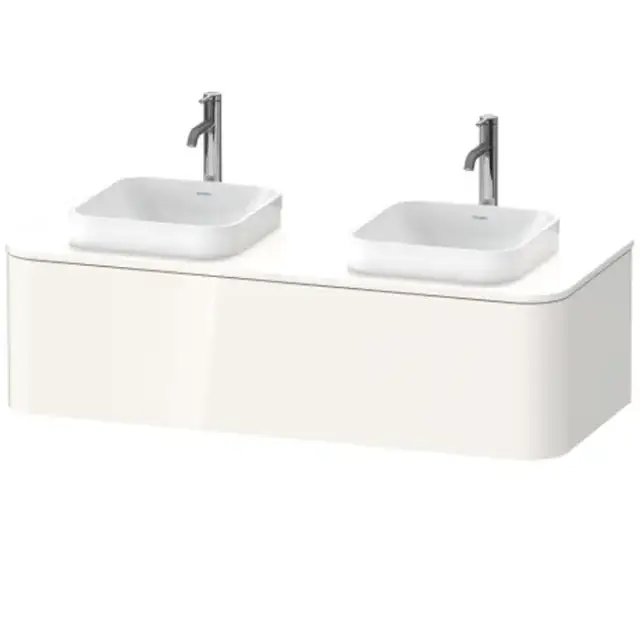 Duravit Happy D.2 Plus Тумба подвесная 130x55х35.4см, с 2 раковинами и 1 ящиком, цвет: белый глянцевый