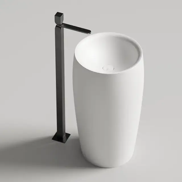 Salini Alda Раковина отдельностоящая  47х47х90см., без отв., донный клапан &quot;Up&Down&quot;, S-sense,сифон, цвет: белый