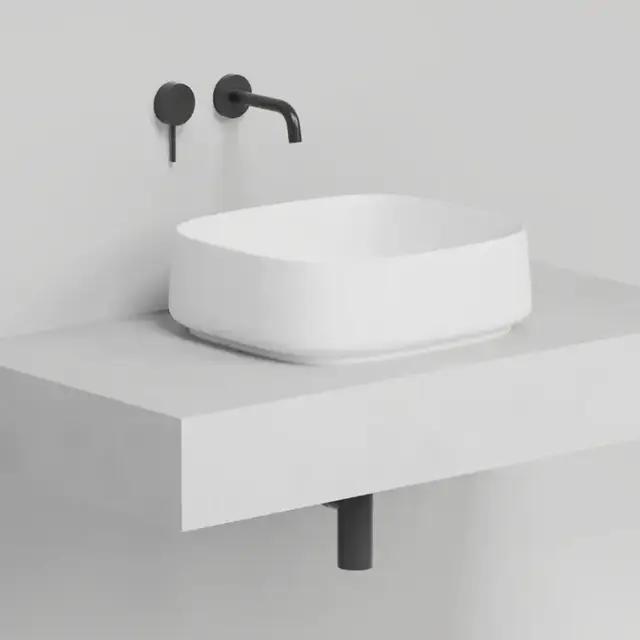 Salini Oriente Bowl Раковина накладная, 45х40.5х14см., S-Sense, декор.накладка на слив, выпуск, цвет: белый матовый