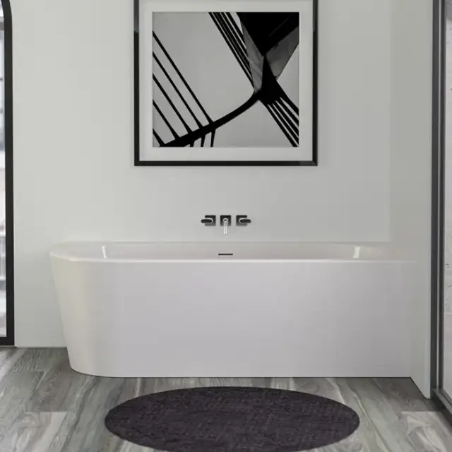 KNIEF Wall Corner L Ванна пристенная 180х80х60см., с круглым переливом, с комплектом крепл.к стене, без сл-перелива, цвет: белый
