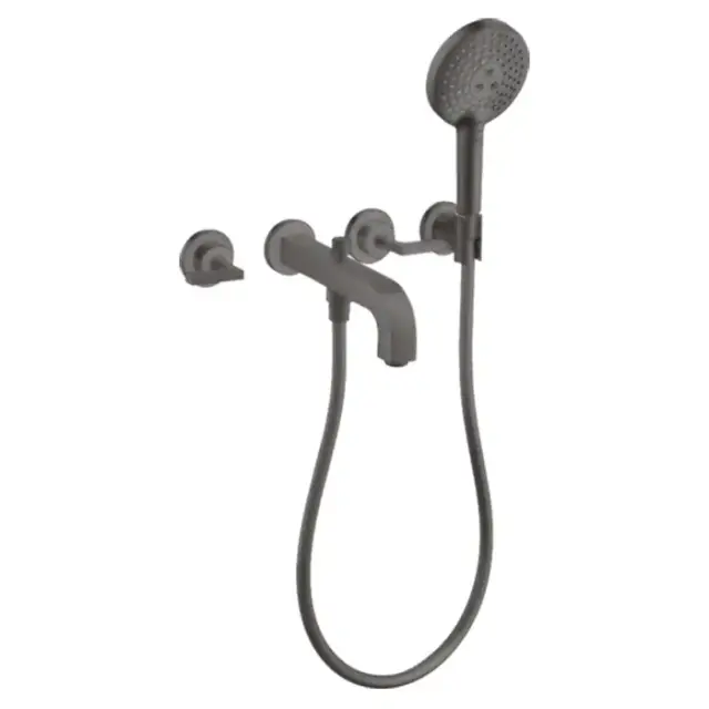 Axor Citterio Смеситель для ванны, встраиваемый, с ручным душем, ручка: рычаг, цвет: шлифованный черный хром