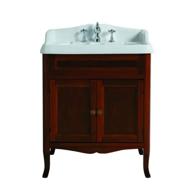 SIMAS Arcade Тумба под раковину прямой фронт (ручки и петли цвета бронза), с раковиной AR834, 70см, напольная, Цвет: noce – орех