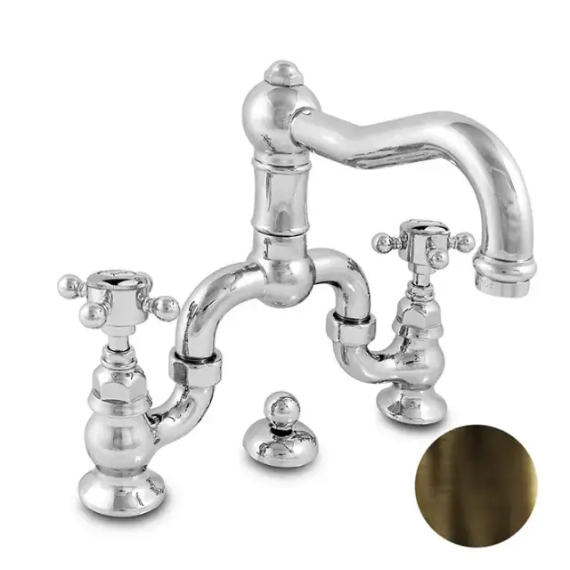 Nicolazzi P.m. Blanc Смеситель для раковины на 3 отверстия, с донным клапаном, ручки белая керамика, цвет: тёмная бронза