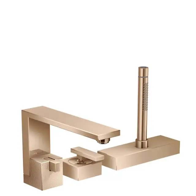 Axor Edge Смеситель на борт ванны, на 3 отв., с ручным душем, излив 210мм, алмазная огранка, цвет: красное золото