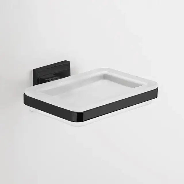 Colombo Basic Q Мыльница, подвесная, цвет: чёрный матовый/матовое стекло