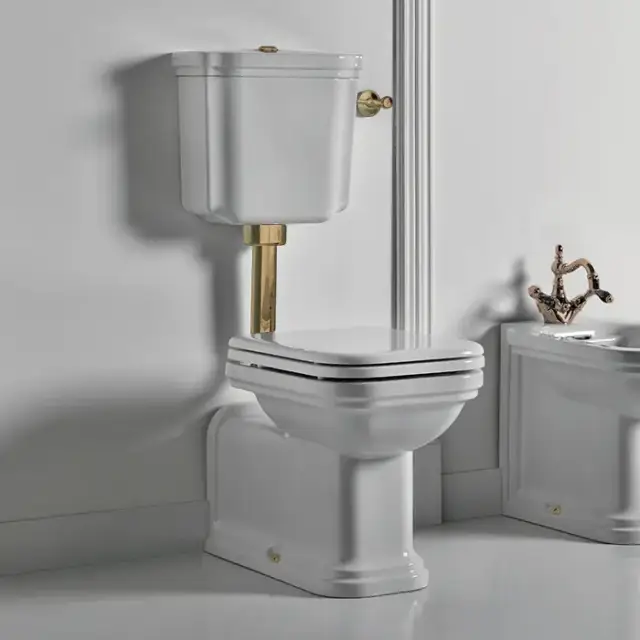 Kerasan Waldorf Унитаз 65х37см., приставной, c низким бачком, цвет: белый/бронза