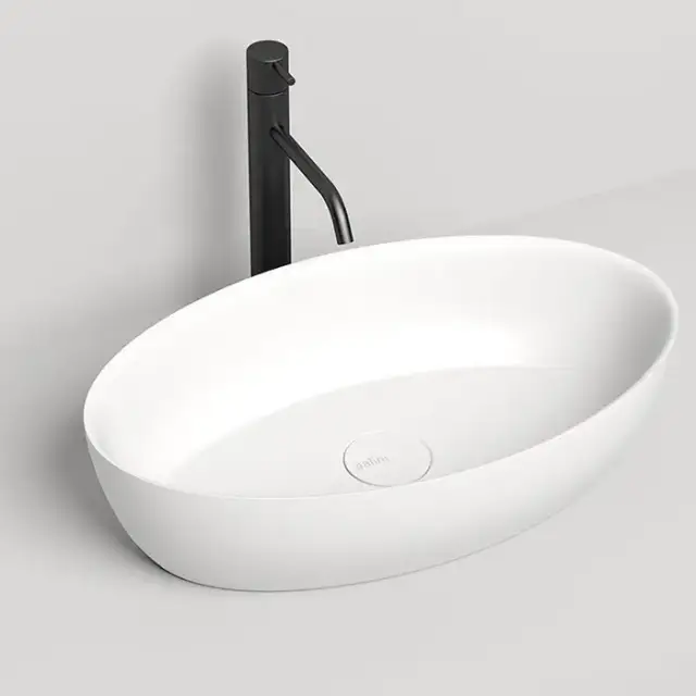 Salini Alda Раковина накладная &nbsp;58х35х15cм, без отв., без перелива, S-Stone, цвет: белый матовый