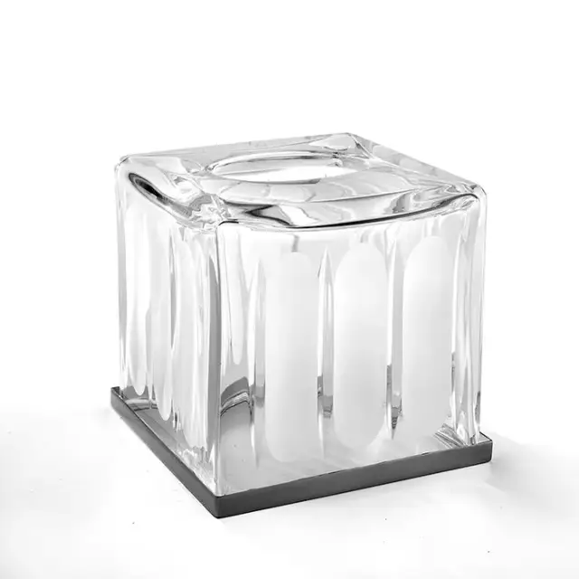 3SC Montblanc Контейнер для салфеток, 13х13хh15 см, настольный, цвет: прозрачный хрусталь/хром