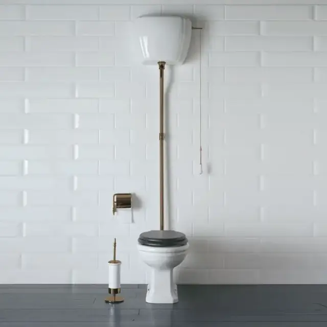 Globo Paestum Унитаз напольный 58х37,5см, с высоким бачком, трубой, цвет: белый/бронза