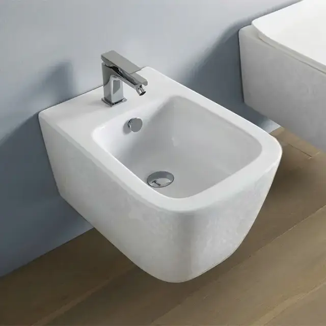 Artceram A16 Биде подвесное 36х52 см, 1 отв., с переливом, в комплекте с крепежом, цвет: белый глянцевый, декор: Cementina