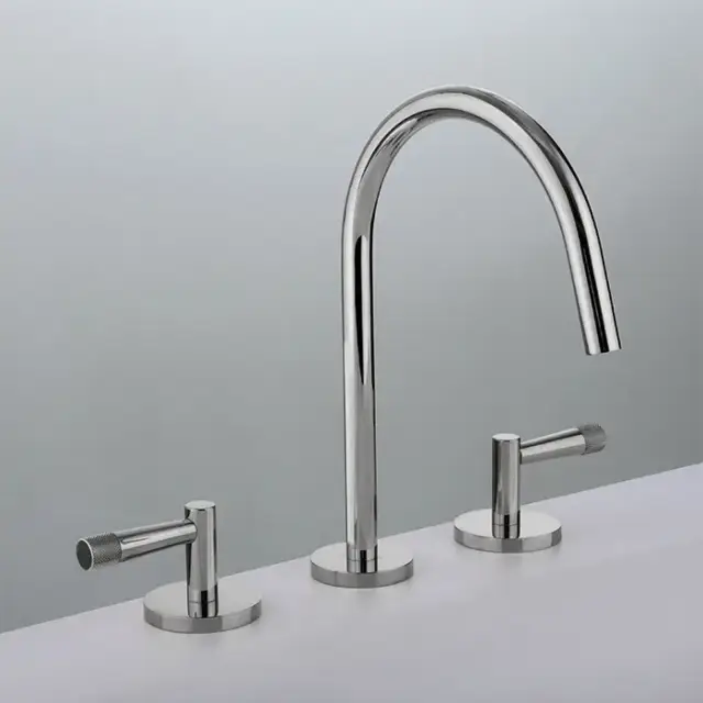 Gattoni MD Смеситель для раковины, 3 отв., ручки PELLA, с донным клапаном, цвет: хром