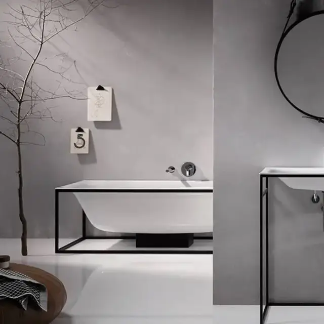 Bette Lux SHAPE Ванна прямоугольная на черном каркасе отдельностоящая, 190x90x45см покрыта эмалью снаружи и изнутри, BetteGlasur&reg; Plus, цвет: белый