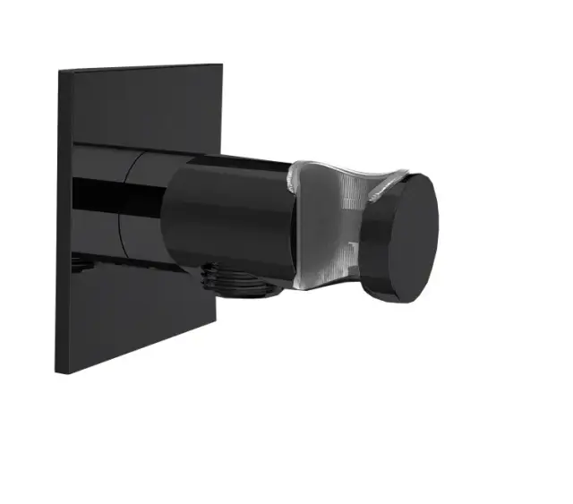 Almar Вывод из стены с держателем для душевой лейки, цвет: черный глянцевый PVD