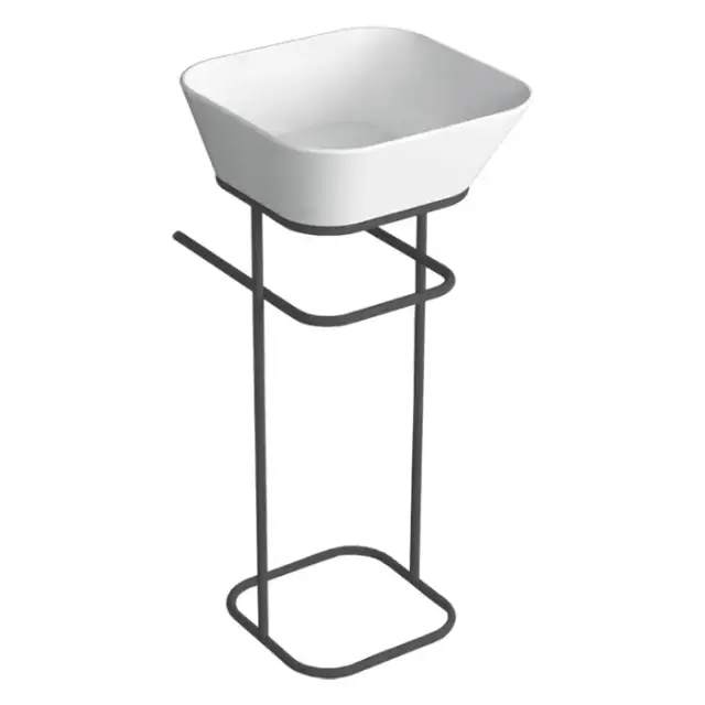 Simas Wave Структура металлическая напольная 30х40х75 см, с раковиной без отв. под смеситель, цвет: черный матовый