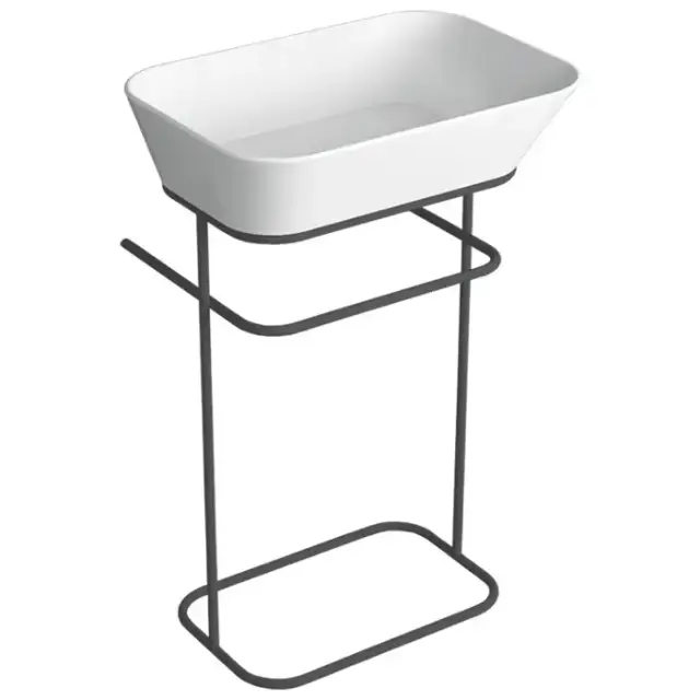 Simas Wave Структура металлическая напольная 50х40х75 см, с раковиной без отв. под смеситель, цвет: черный матовый